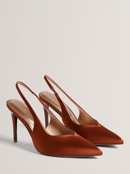 Ted Baker Lemeah Leather Stiletto Heel Slingback Sandals, Brown - view 2, Brown