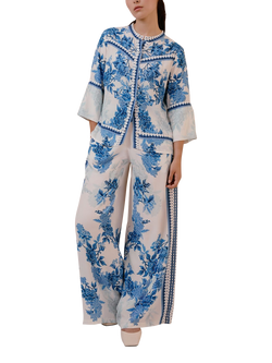 Raishma Myra Vintage Floral Trousers, White, White