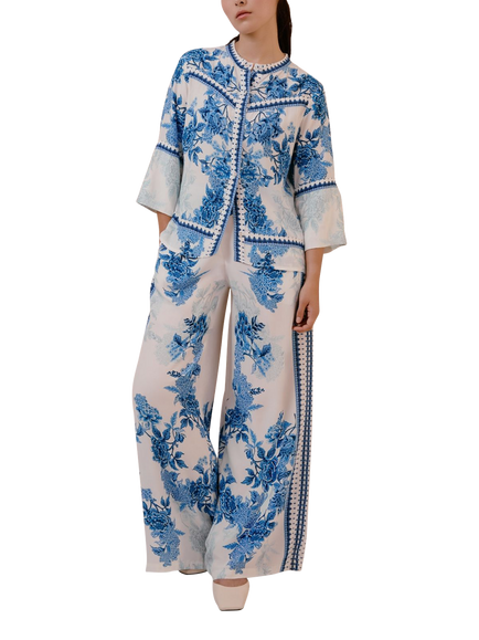 Raishma Myra Vintage Floral Trousers, White, White