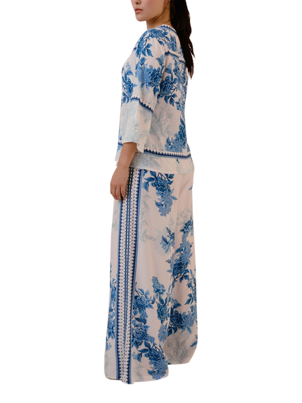 Raishma Myra Vintage Floral Trousers, White - view 2, White