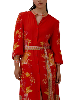 Raishma Kaitlyn Floral Midi Dress, Red - view 2, Red