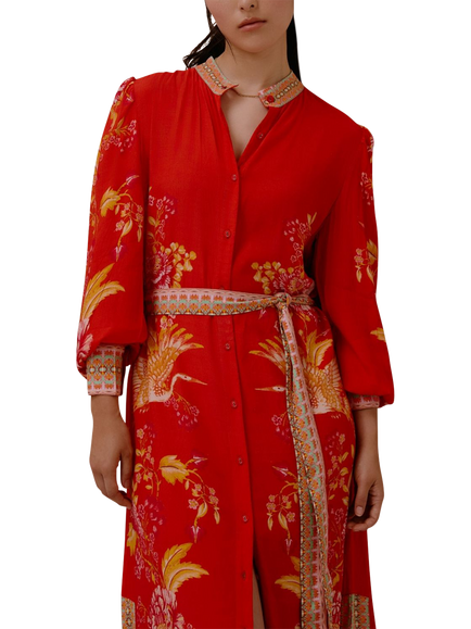Raishma Kaitlyn Floral Midi Dress, Red - view 2, Red