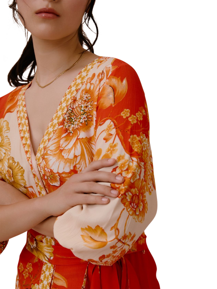 Raishma Michaela Abstract Maxi Dress, Orange - view 2, Orange