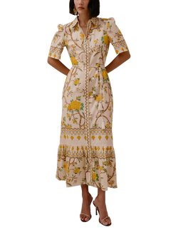Raishma Miranda Abstract Shirt Maxi Dress, Yellow, Yellow