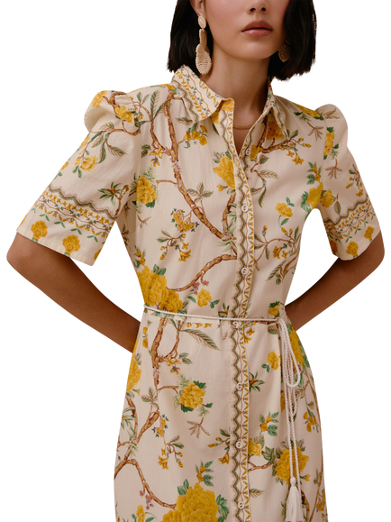 Raishma Miranda Abstract Shirt Maxi Dress, Yellow - view 2, Yellow