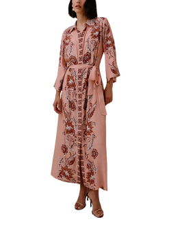 Raishma Sasha Floral Shirt Maxi Dress, Pink, Pink