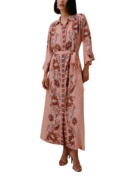 Raishma Sasha Floral Shirt Maxi Dress, Pink, Pink