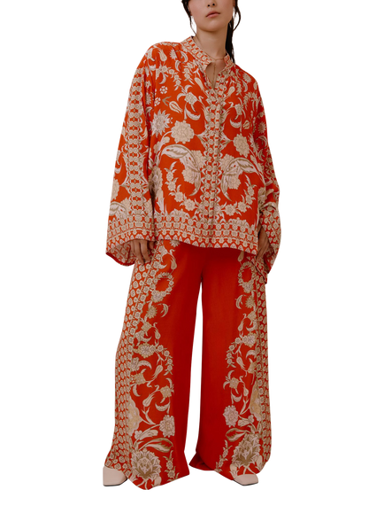 Raishma Sapphira Floral Shirt, Orange - view 2, Orange