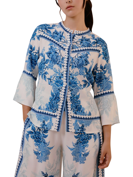 Raishma Myra Vintage Floral Shirt, White, White