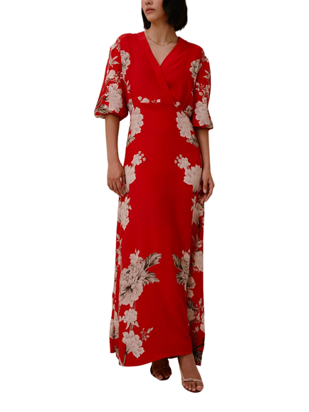 Raishma Frankie Floral Maxi Dress, Red, Red