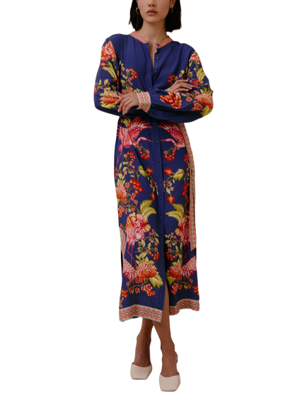 Raishma Kaitlyn Floral Midi Dress, Blue, Blue