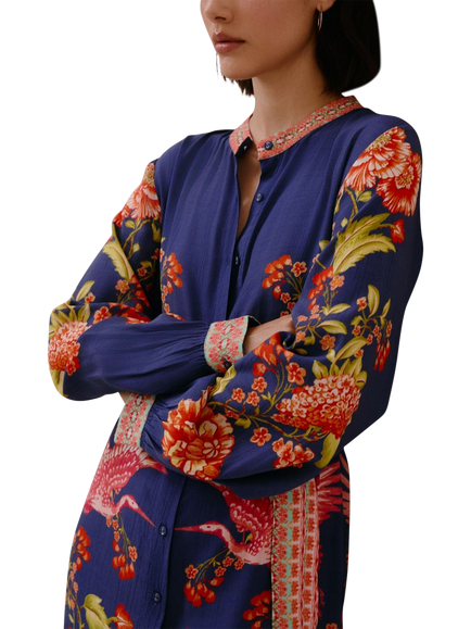 Raishma Kaitlyn Floral Midi Dress, Blue - view 2, Blue