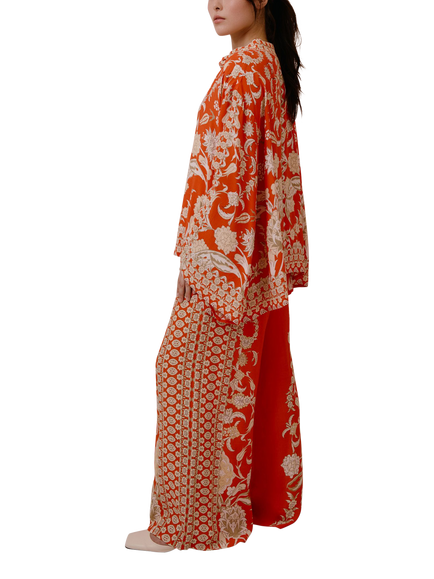 Raishma Sapphira Floral Trousers, Orange - view 2, Orange