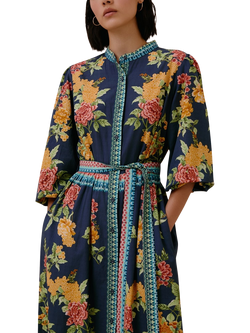 Raishma Amber Floral Shirt Maxi Dress, Navy - view 2, Navy