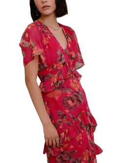 Raishma Estella Floral Ruffle Maxi Dress, Red - view 2, Red