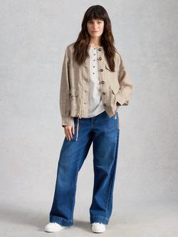 White Stuff Demi Linen Utility Drawcord Jacket, Natural, Natural