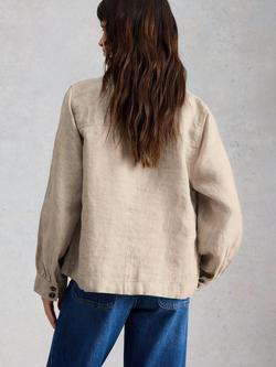 White Stuff Demi Linen Utility Drawcord Jacket, Natural - view 2, Natural