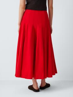 John Lewis Godet Pleated Cotton Full Midi Skirt, Auro Orange - view 2, Auro Orange