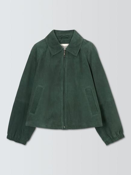 Weekend MaxMara Zuppa Suede Bomber Jacket, Dark Green, Dark Green