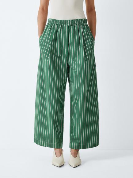 Weekend MaxMara Cresta Striped Wide Leg Trousers, Green, Green Big Stripe