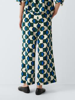 Weekend MaxMara Eusebio Geometric Print Silk Ankle Trousers, Dark Green - view 2, Dark Green