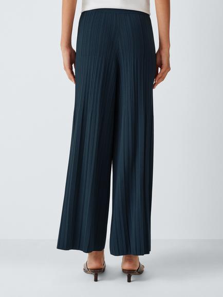 Weekend MaxMara Garza Wide Leg Trousers, Navy - view 2, Navy