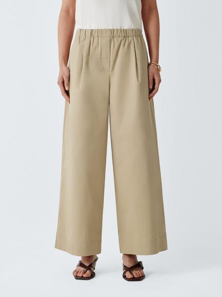 Weekend MaxMara Libero Wide Leg Cotton Trousers, Beige, Beige