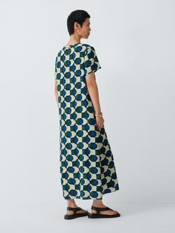 Weekend MaxMara Vinci Silk Dress, Green Geometric - view 2, Green Geometric