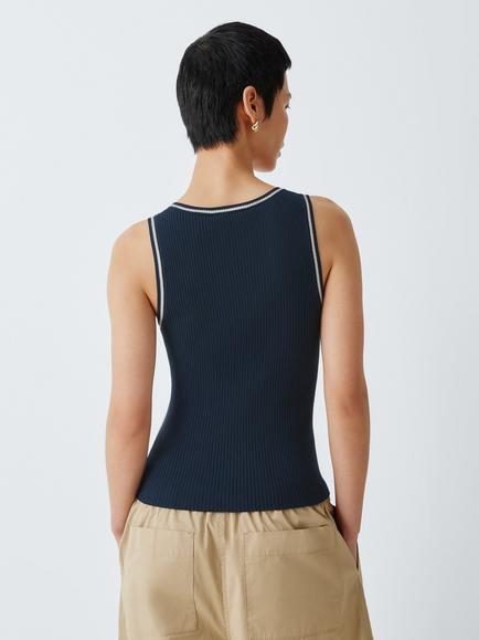 Weekend MaxMara Taro Vest Top, Navy - view 2, Navy With Edge
