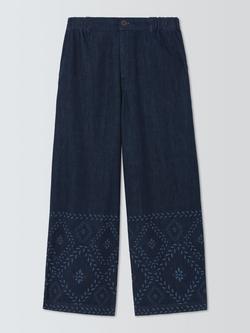 Weekend MaxMara Lampada Mid Rise Pattern Hem Straight Leg Wool Jeans, Navy Denim, Navy Denim