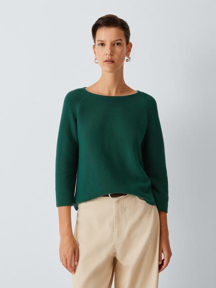 Weekend MaxMara Addotto Short Sleeve Cotton Knit Jumper, Dark Green, Dark Green