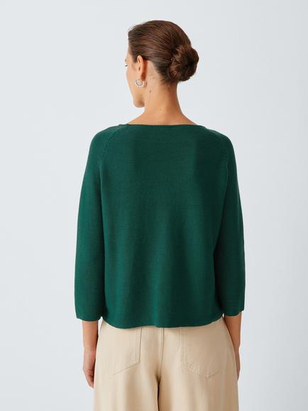 Weekend MaxMara Addotto Short Sleeve Cotton Knit Jumper, Dark Green - view 2, Dark Green