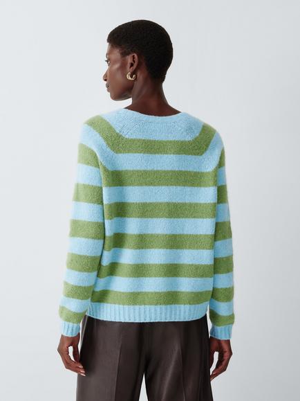 Weekend MaxMara Ghiacci Alpaca Wool Blend Stripe Jumper, Blue Pinstripes - view 2, Blue Pinstripes