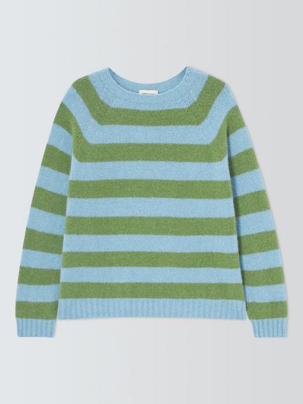 Weekend MaxMara Ghiacci Alpaca Wool Blend Stripe Jumper, Blue Pinstripes, Blue Pinstripes