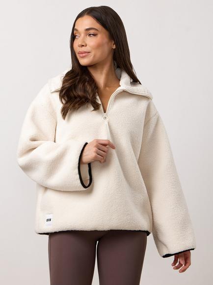 Gym King Replenish Borg Half-Zip Fleece Top, Marshmallow