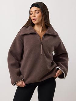 Gym King Replenish Borg Half-Zip Fleece Top - view 2, Deep Mocha