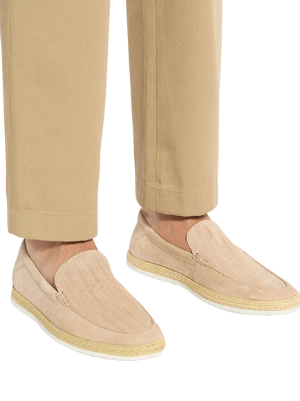 Dune London Barnies Suede Casual Loafers, Taupe - view 2, Taupe