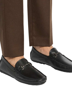 Dune London Brackon Leather Snaffle Trim Moccasin Loafers - view 2, Black