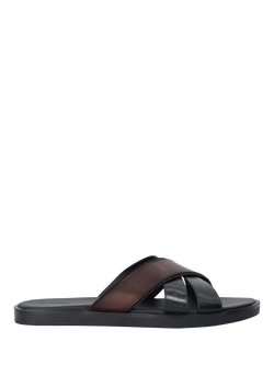 Dune London Iker Leather Slider Sandals, Black/Multi, Black/Multi