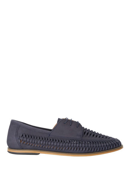 Dune London Brinkley Woven Nubuck Moccasins, Navy