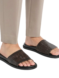 Dune London Ivar Woven Leather Mule Sandals, Brown - view 2, Brown
