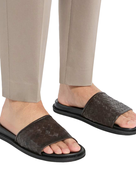 Dune London Ivar Woven Leather Mule Sandals, Brown - view 2, Brown