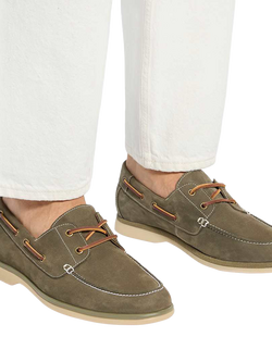 Dune London Buoy Nubuck Boat Shoes, Khaki - view 2, Khaki