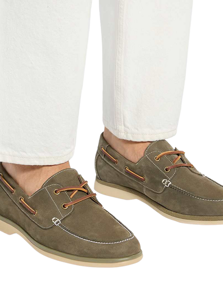 Dune London Buoy Nubuck Boat Shoes, Khaki - view 2, Khaki