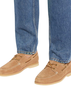 Dune London Buoy Suede Boat Shoes, Camel - view 2, Camel