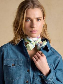 Joules Highgrove Palm Pure Silk Scarf, Cream/Pink/Green - view 2, Cream/Pink/Green