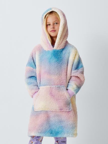 John Lewis Kids' Oversized Sherpa Blanket Hoodie, Multi, Multi
