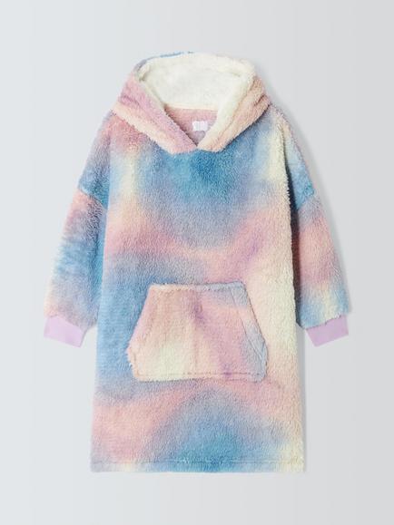 John Lewis Kids' Oversized Sherpa Blanket Hoodie, Multi, Multi