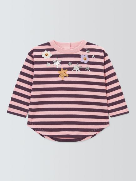 John Lewis Baby Stripe Long Sleeve Top, Stripe, Stripe