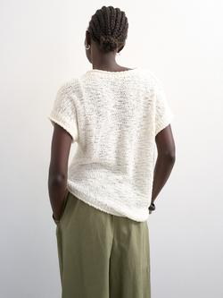 Topshop Asymmetric Knit T-Shirt, White - view 2, White